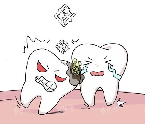 一颗牙齿蛀虫的危害卡通图 一颗牙齿蛀虫的危害卡通图